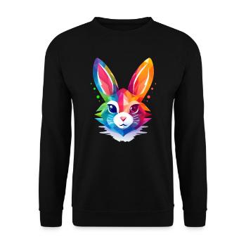 Polygon rabbits in rainbow colors - Unisex Sweatshirt - black - Front - Alina (178cm) & Michal (187cm)