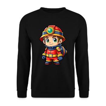 Hero in red the firefighter - Unisex Sweatshirt - black - Front - Alina (178cm) & Michal (187cm)