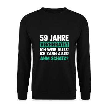Mariage Mariage de marée 59 ans de mariage - Sweat-shirt Unisexe - noir - Devant - Alina (178cm) & Michal (187cm)