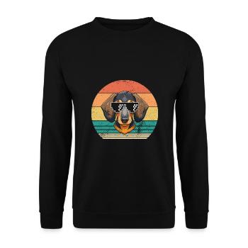 Hund Dackel - Unisex Pullover - Schwarz - Vorne - Alina (178cm) & Michal (187cm)
