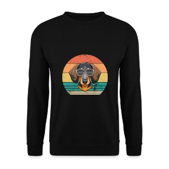 Hund Dackel - Unisex Pullover - Schwarz - Vorne - Alina (178cm) & Michal (187cm)