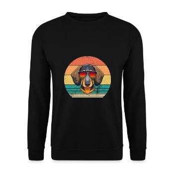 Hund Dackel - Unisex Pullover - Schwarz - Vorne - Alina (178cm) & Michal (187cm)