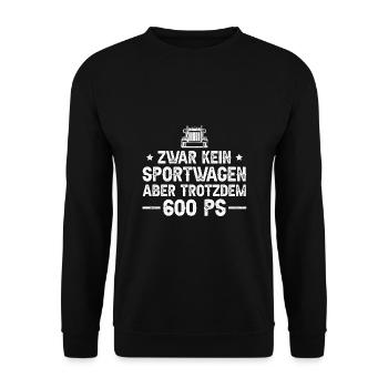 Trucker Trotzdem 600 PS LKW Fahrer Geschenk - Unisex Pullover - Schwarz - Vorne - Alina (178cm) & Michal (187cm)