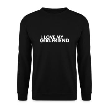 I love my girlfriend - Unisex Pullover - Schwarz - Vorne - Alina (178cm) & Michal (187cm)