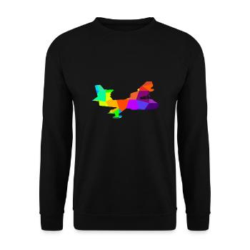 Buntes Löschflugzeug der Feuerwehr Flugzeuge - Unisex Pullover - Schwarz - Vorne - Alina (178cm) & Michal (187cm)