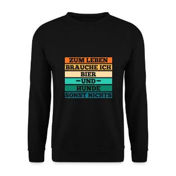 Hund Bier Hundebesitzer Hundehalter Hundemotiv Hun - Unisex Pullover - Schwarz - Vorne - Alina (178cm) & Michal (187cm)