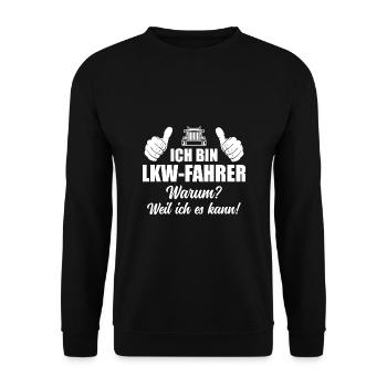 Fernfahrer LKW Fahrer Geschenkidee Männer - Unisex Pullover - Schwarz - Vorne - Alina (178cm) & Michal (187cm)