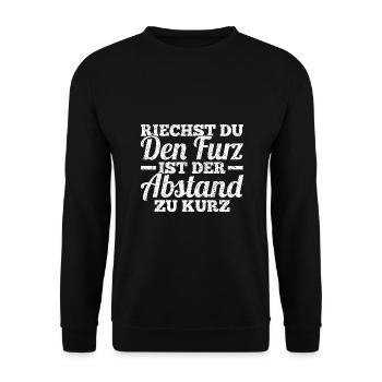 Riechst Du Den Furz Ist Der Abstand Zu Kurz - Unisex Pullover - Schwarz - Vorne - Alina (178cm) & Michal (187cm)