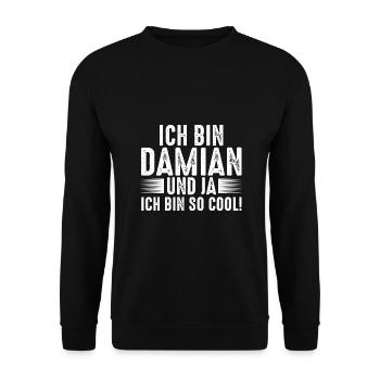 Vorname Damian - Unisex Pullover - Schwarz - Vorne - Alina (178cm) & Michal (187cm)