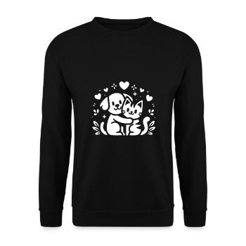 Friendship Dog and Cat Friends Forever - Unisex Sweatshirt - black - Front - Alina (178cm) & Michal (187cm)