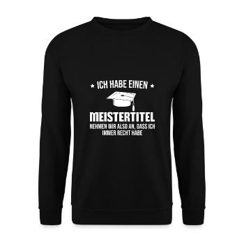 Meistertitel Meisterprüfung Handwerk Meister - Unisex Pullover - Schwarz - Vorne - Alina (178cm) & Michal (187cm)