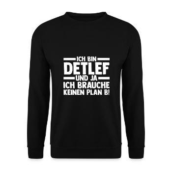 Vorname Detlef - Unisex Pullover - Schwarz - Vorne - Alina (178cm) & Michal (187cm)