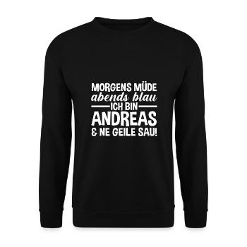 First name Andreas - Unisex Sweatshirt - black - Front - Alina (178cm) & Michal (187cm)