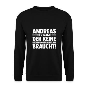 First name Andreas - Unisex Sweatshirt - black - Front - Alina (178cm) & Michal (187cm)
