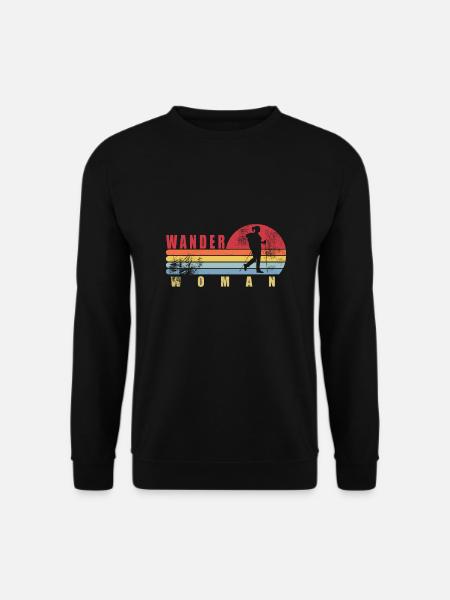 Retro Vintage Wanderwoman Geschenk Frau Wandern - Unisex Pullover - Schwarz