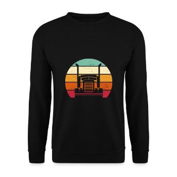 LKW Zubehör Geschenk für LKW Fahrer - Unisex Pullover - Schwarz - Vorne - Alina (178cm) & Michal (187cm)