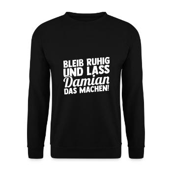 Vorname Damian - Unisex Pullover - Schwarz - Vorne - Alina (178cm) & Michal (187cm)