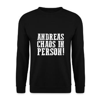 Vorname Andreas - Unisex Pullover - Schwarz - Vorne - Alina (178cm) & Michal (187cm)