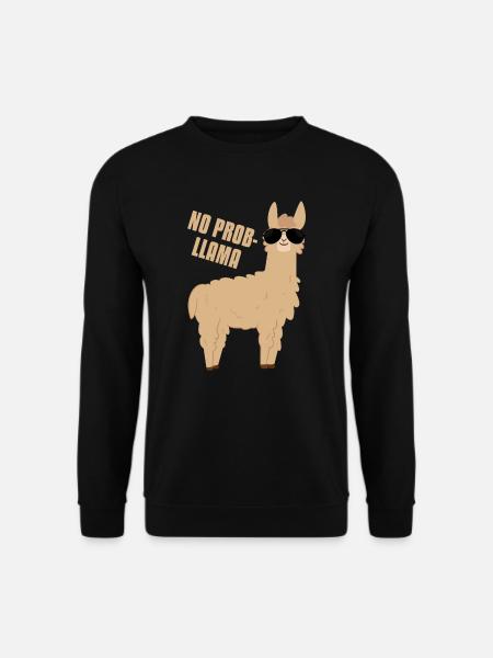 Kein Prob-Lama Lama mit Sonnenbrille Lustige Geschenke - Unisex Pullover - Schwarz