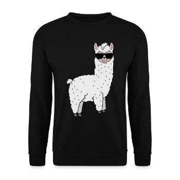 cooles lama alpaka alpaca schaf weißes fell brille - Unisex Pullover - Schwarz - Vorne - Alina (178cm) & Michal (187cm)