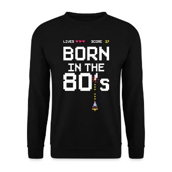 37. Geburtstag Geboren in den 80´ern Gamer Arcade - Unisex Pullover - Schwarz - Vorne - Alina (178cm) & Michal (187cm)