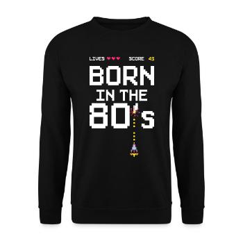 43. Geburtstag Geboren in den 80´ern Gamer Arcade - Unisex Pullover - Schwarz - Vorne - Alina (178cm) & Michal (187cm)