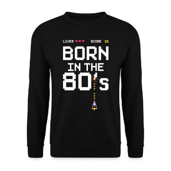 39th Birthday Born in the 80's Gamer Arcade - Unisex Sweatshirt - black - Front - Alina (178cm) & Michal (187cm)
