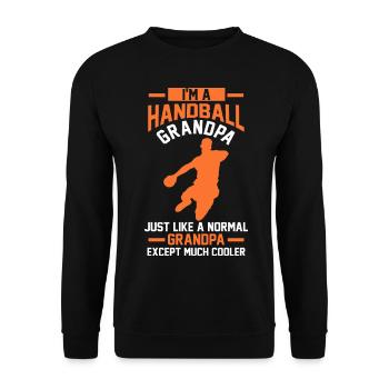 Handball Großvater Vatertag Geschenk - Unisex Pullover - Schwarz - Vorne - Alina (178cm) & Michal (187cm)
