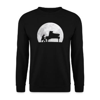 Piano Player Full Moon Musician Pianist Gift - Unisex Sweatshirt - black - Front - Alina (178cm) & Michal (187cm)