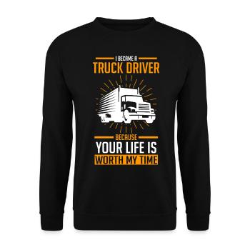 Truck driver courier gift - Unisex Sweatshirt - black - Front - Alina (178cm) & Michal (187cm)
