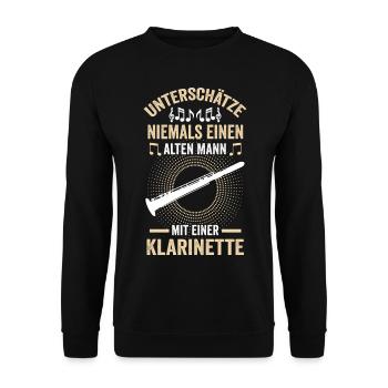 Posaune Alter Mann Posaunist Opa Musik Band - Unisex Pullover - Schwarz - Vorne - Alina (178cm) & Michal (187cm)