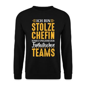 Stolze Chefin Chef Frau Abteilungsleiter Teamchef - Unisex Pullover - Schwarz - Vorne - Alina (178cm) & Michal (187cm)