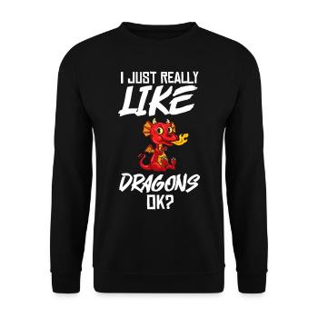 Dragonhead Dragon Funny Cute Fantasy Creatures - Unisex Sweatshirt - black - Front - Alina (178cm) & Michal (187cm)