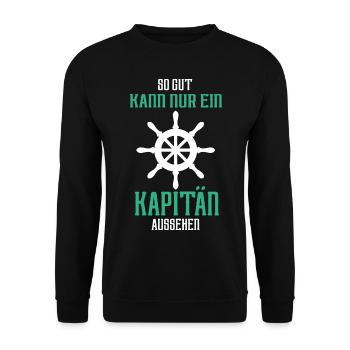 so gut kann nur ein kapitän aussehen - Unisex Pullover - Schwarz - Vorne - Alina (178cm) & Michal (187cm)