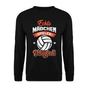 Beachvolleyball Echte Mädchen - Unisex Pullover - Schwarz - Vorne - Alina (178cm) & Michal (187cm)