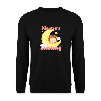 Mamas Liebling kleiner Löwe schläft im Mond - Unisex Pullover - Schwarz - Vorne - Alina (178cm) & Michal (187cm)