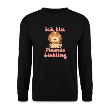 Ich bin Mamas Liebling kleiner süßer Löwe Krone - Unisex Pullover - Schwarz - Vorne - Alina (178cm) & Michal (187cm)