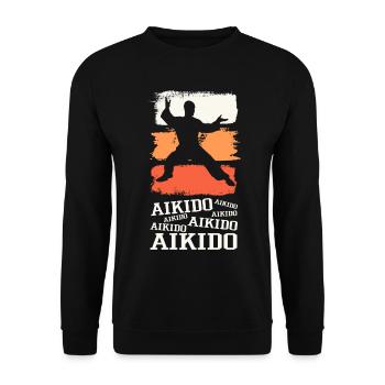 Aïkido Arts Martiaux Arts Martiaux Combattant Vintage Rétro - Sweat-shirt Unisexe - noir - Devant - Alina (178cm) & Michal (187cm)
