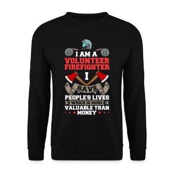 Volunteer Firefighter Firefighter Volunteers - Unisex Sweatshirt - black - Front - Alina (178cm) & Michal (187cm)