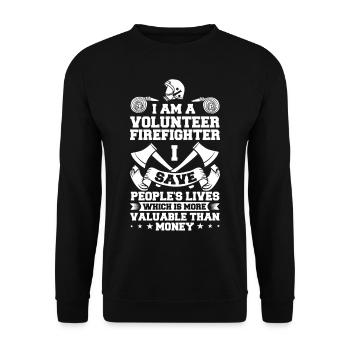 Ehrenamtlicher Feuerwehrmann Feuerwehr Freiwillige - Unisex Pullover - Schwarz - Vorne - Alina (178cm) & Michal (187cm)