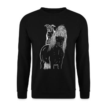 Cheval et chien - Sweat-shirt Unisexe - noir - Devant - Alina (178cm) & Michal (187cm)
