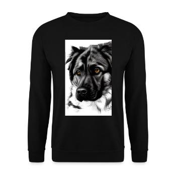 Black and White Dog Sketch - Unisex Sweatshirt - black - Front - Alina (178cm) & Michal (187cm)