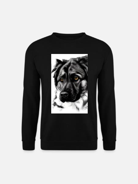 Black and White Dog Sketch - Unisex Sweatshirt - black