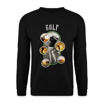 Golf Golfen Golfspieler Sport Hobby Club Vintage - Unisex Pullover - Schwarz - Vorne - Alina (178cm) & Michal (187cm)