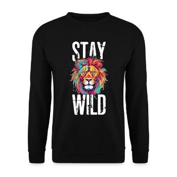 Lion Stay Wild Lion Head Predator Art coloré - Sweat-shirt Unisexe - noir - Devant - Alina (178cm) & Michal (187cm)