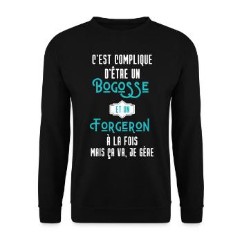 C'est compliqué d'être Bogosse et Forgeron - Sweat-shirt Unisexe - noir - Devant - Alina (178cm) & Michal (187cm)