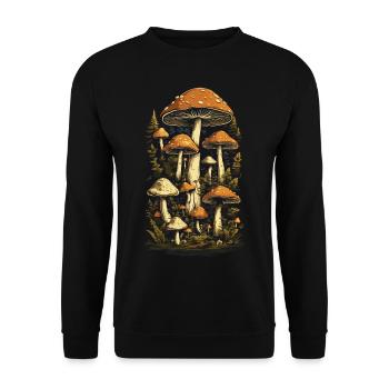 Retro Forest Mushrooms Aesthetics Mushroom Design - Unisex Sweatshirt - black - Front - Alina (178cm) & Michal (187cm)
