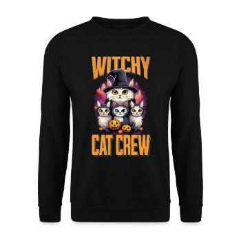 Halloween Chats Sorcières Citrouille Costume Effrayant - Sweat-shirt Unisexe - noir - Devant - Alina (178cm) & Michal (187cm)