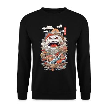 Retro Sushi Monster La merveille culinaire du Japon - Sweat-shirt Unisexe - noir - Devant - Alina (178cm) & Michal (187cm)