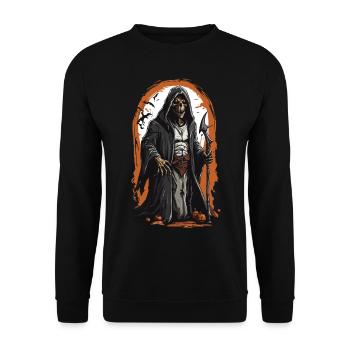 Grim Reaper Magic Halloween Undead Skeleton - Unisex Sweatshirt - black - Front - Alina (178cm) & Michal (187cm)